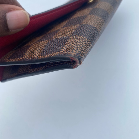 Louis Vuitton Sarah Louis Damien Ebene Vuitton print wallet red lining GUC. - Picture 4 of 10